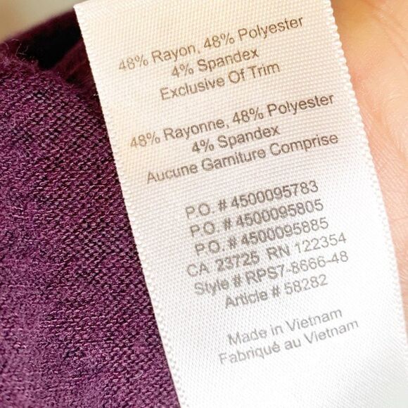 Wilfred Free Womens Purple Long Sleeve Straight Hem V Neck Shift Dress Size L - Picture 6 of 8